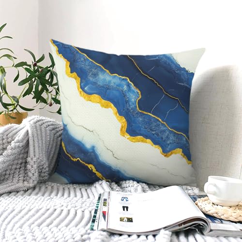 Navy Blue Marble Throw Pillow Covers - Set of 4 (18x18 in)