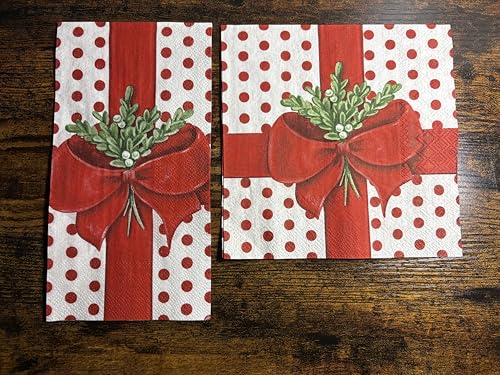 IHR Ideal Home Range Disposable 3-Ply Paper Napkins & Guest Hand Towels, A Present for You Design, 16-Count