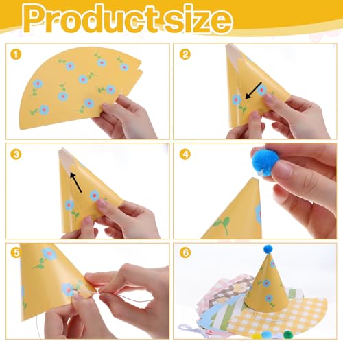 11 Pcs Colorful Cone Party Hats with Pom Poms for Birthdays
