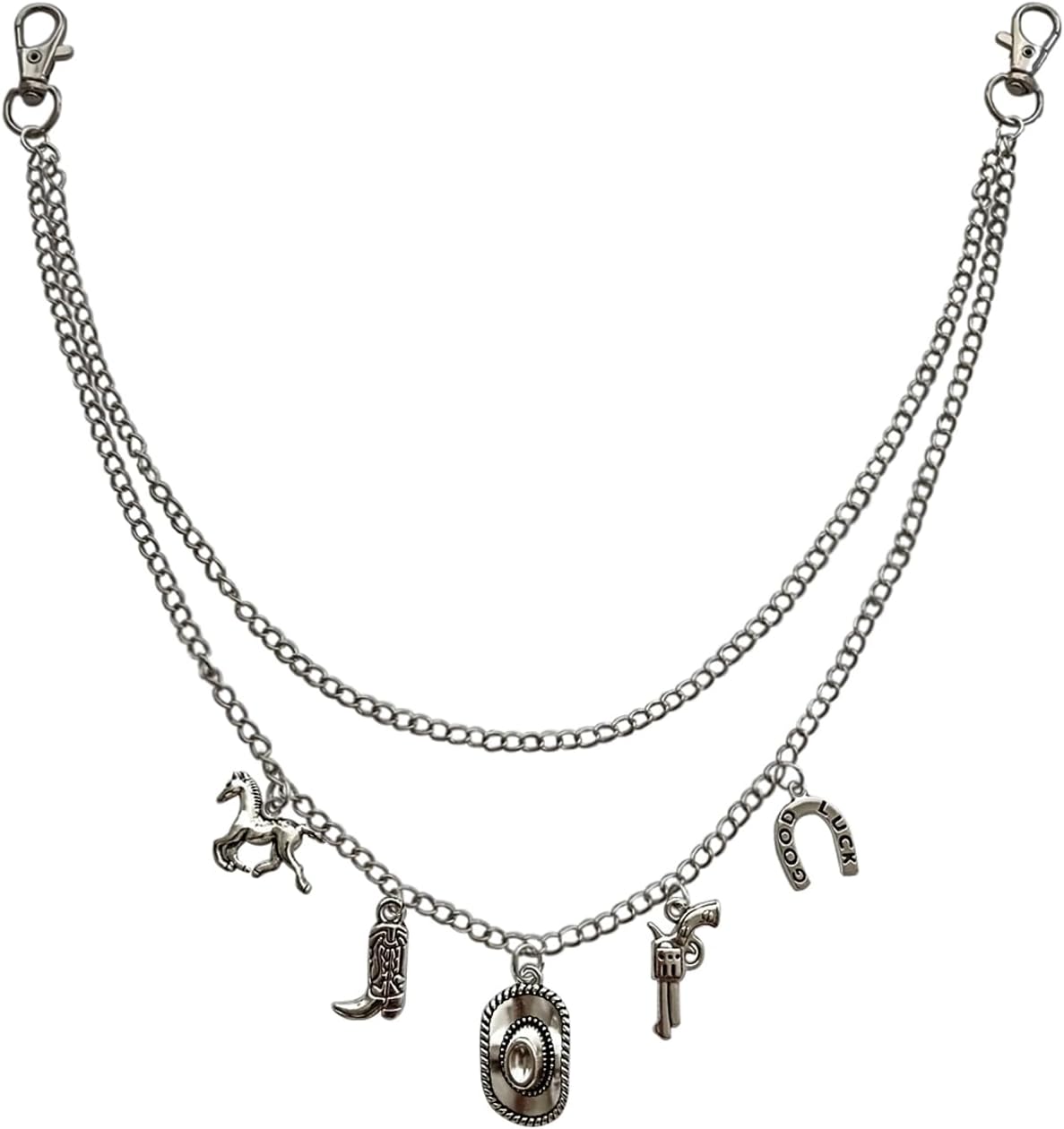 Skiennix Cowboy Hat & Boot Charm Pant Chain - Stylish Punk Accessory for Men & Women | Hip Hop Trouser Chain