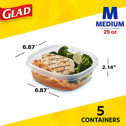 GladWare 25 Oz Food Storage Containers, Medium Square, 5 Count