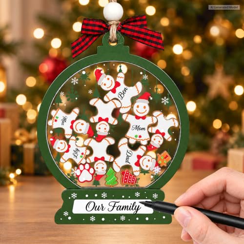 Personalized Family Name Gingerbread Christmas Ornament - Custom Holiday Decor