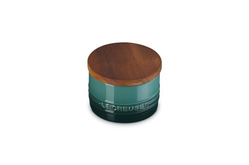 Le Creuset Signature Small Salt Cellar and Storage Canister with Wood Lid, 7 oz., Artichaut
