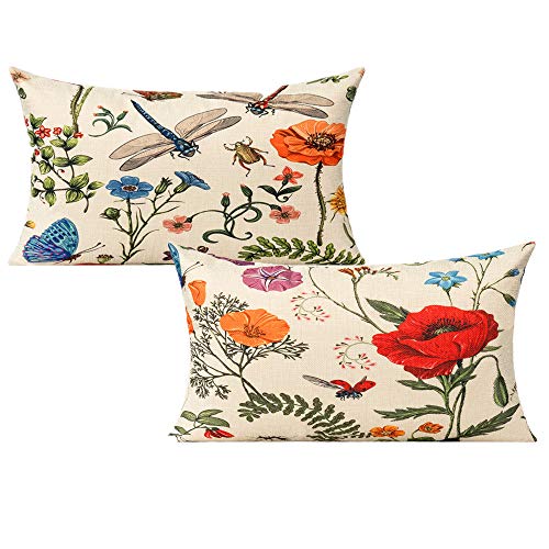 All Smiles 12x20 Floral Throw Pillow Covers - Set of 2 Outdoor Farmhouse Decor