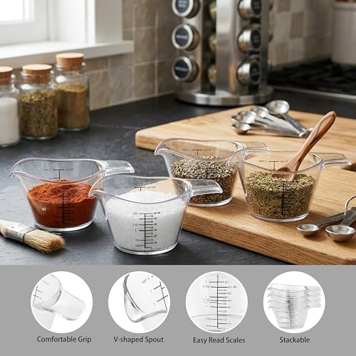 4-Pack Plastic Liquid Measuring Cups with Multi-Scale Markings