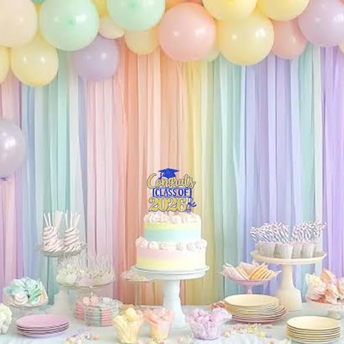 Congrats Class of 2026 Graduation Cake Topper - Blue & Gold