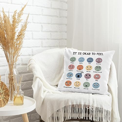 Emotions Pillow Cover 18x18 - Cozy Flannel Design for Kids Rooms
