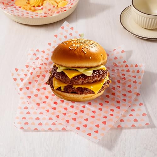 Larrel 50PCS Pink Love Wax Paper Sheets - Greaseproof Food Wrapping Paper