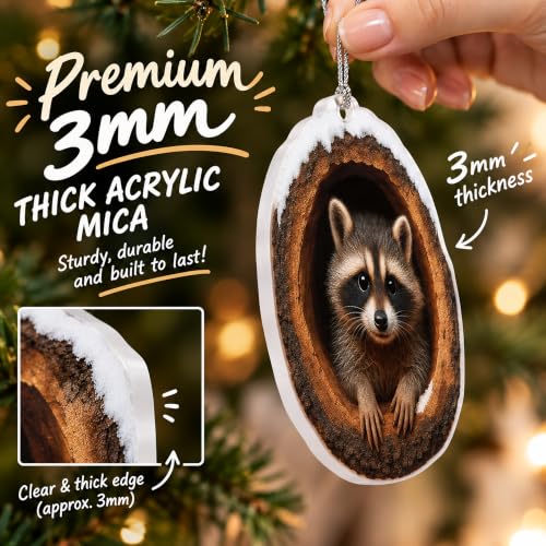 Raccoon Christmas Ornament - Woodland Animal Holiday Decor - RUSATEN Raccoon 3
