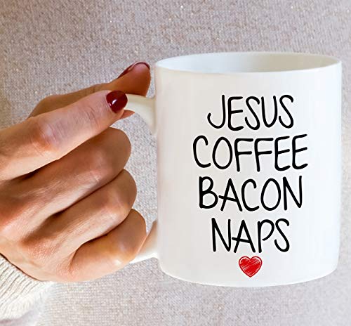 Retreez Funny Jesus Coffee Mug - Bacon Naps 11 Oz Ceramic White - JES007