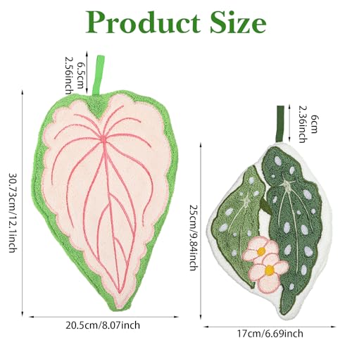 Adorable 2-Piece Coral Fleece Hand Towel Set - Monstera & Flower Design