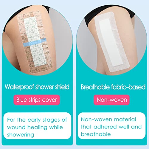 14 Pack 4"x10" Waterproof Adhesive Island Dressing for Knee Replacement Post-Surgery Recovery Bordered Gauze Bandages with Non-Stick Pad for Hip Surgical Incision Care Shower Protection