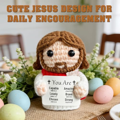 Crochet Jesus Figurine with Uplifting Quote - Perfect Gift