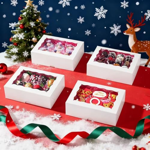 50 Pack White Bakery Boxes with Window for Pastries & Treats - Variation of 50 / White