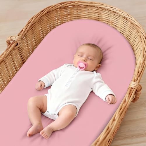 IOCCLH 4-Pack Fitted Bassinet Sheets, Soft Microfiber for Halo & More, Pink