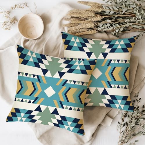 Southwest Native American Throw Pillow Covers, 2-Piece Cotton Linen Set