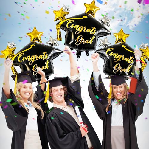 3-Pack Graduation Cap Balloons - Congrats Grad Party Decor