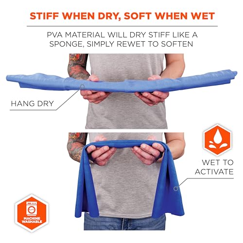 Ergodyne Chill-Its 6602 Evaporative Cooling Towel - Blue, 13" x 29.5"