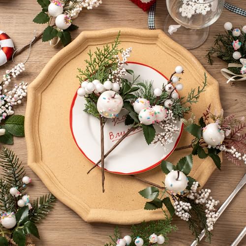 Artificial Christmas Tree Picks Set - Assorted Candy Pine Cones Berries Holly
