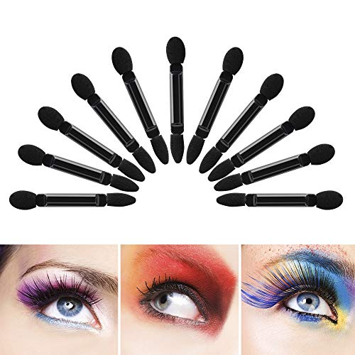 Disposable Double Head Eyeshadow Brushes 50 Pcs Black Makeup Sponge Applicators