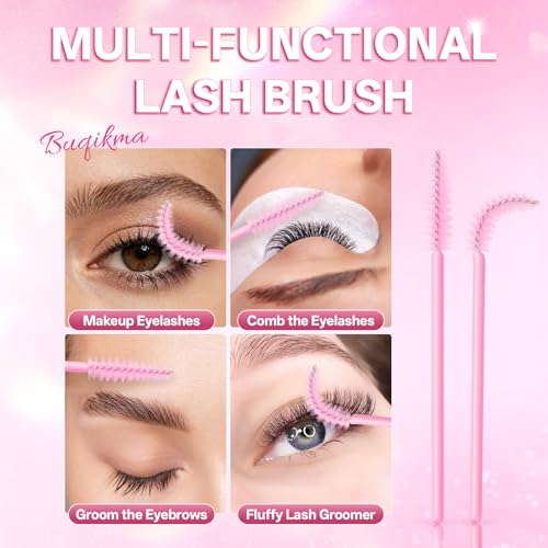 Buqikma Eyelash Extension Shampoo Kit with Cleansing Brush - 60ml Gentle Lash Cleanser for Sensitive Eyes