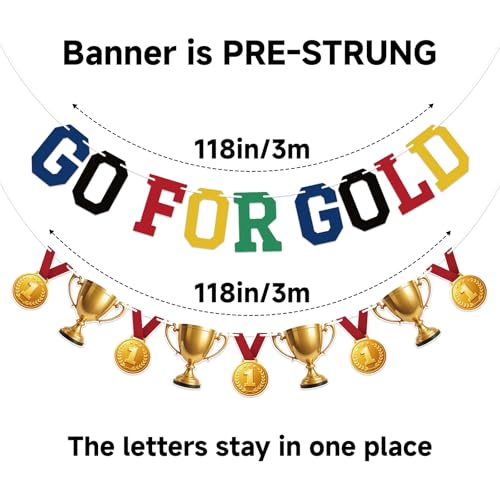Pre-Strung Go for Gold Soccer Banner Garland for Party Decor