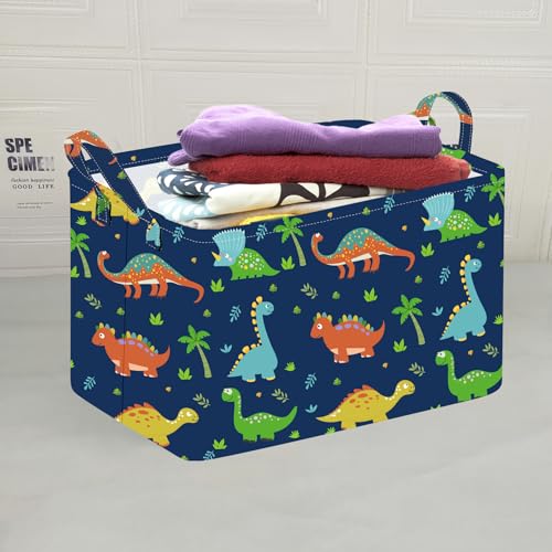 ACMUUNI Dinosaur Storage Basket, Rectangular Nursery Toy Bin with Handles