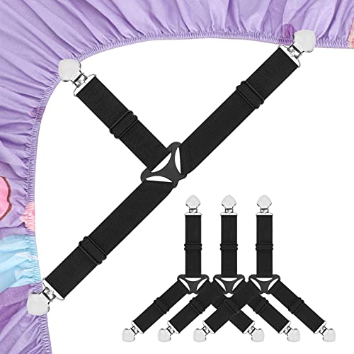 Adjustable Bed Sheet Fasteners - 4PCS Triangle Strap Clips