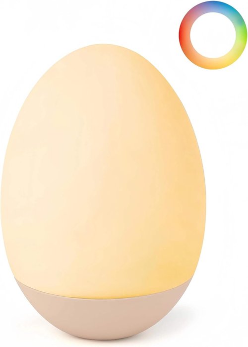 Egg Baby Night Light - Portable Touch Lamp with 7 RGB Colors & Stepless Dimming | BPA-Free Soft Silicone for Nursery & Breastfeeding
