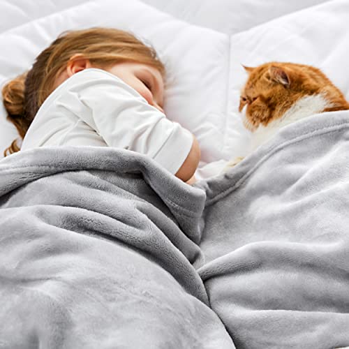 Bedsure GentleSoft Kids Fleece Blanket, Light Grey, 43x55 Inches