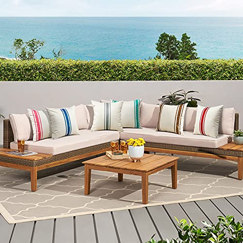 Grey Outdoor Waterproof Pillow Covers 12x20 Inches - Pack of 2 Linen Cushion Cases for Patio Garden & Indoor Decor