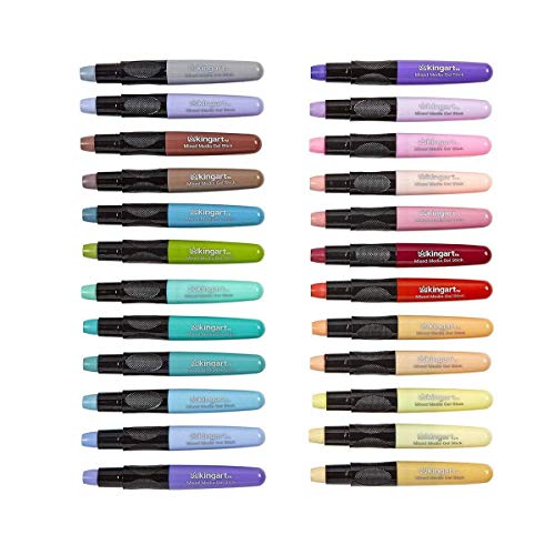 KINGART Pastel GEL STICK Set, Artist Pigment Crayons, 24 Unique Colors, Water Soluble, Creamy, and Odorless, Use on Paper, Wood, Canvas and more