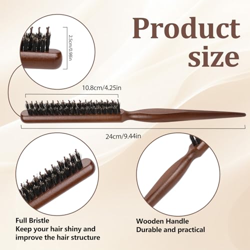 Styquenzer Boar Bristle Teasing Brush with Wooden Rat Tail Handle