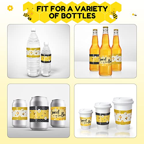 Bee Party Water Bottle Labels - 30 Pack for Baby Showers & Birthdays