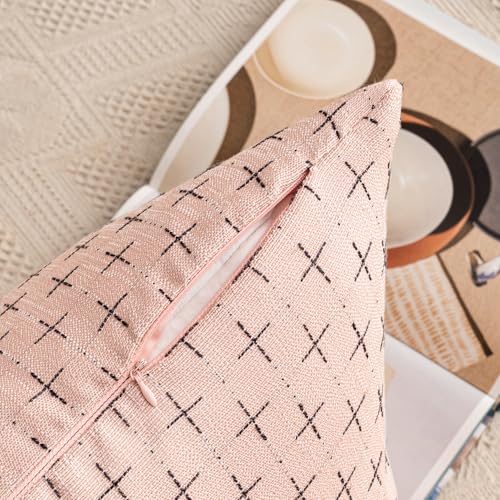 MIULEE Pack of 2 Pink 18x18 Decorative Burlap Pillow Covers