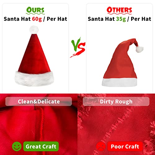 Red Plush Santa Hat for Kids - 2/4/10 Pack Holiday Christmas Hats for Children & Toddlers