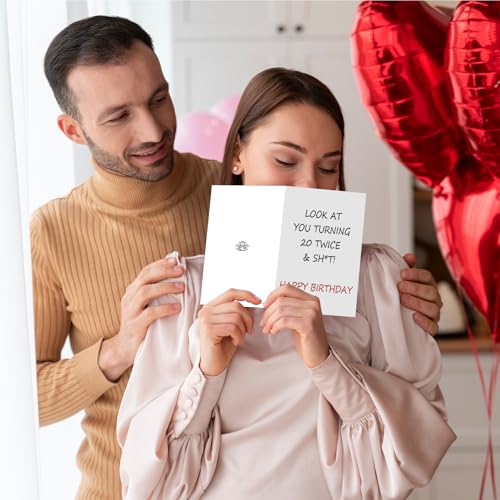 Funny 40th Birthday Card - Witty '20 Twice' Joke with Envelope