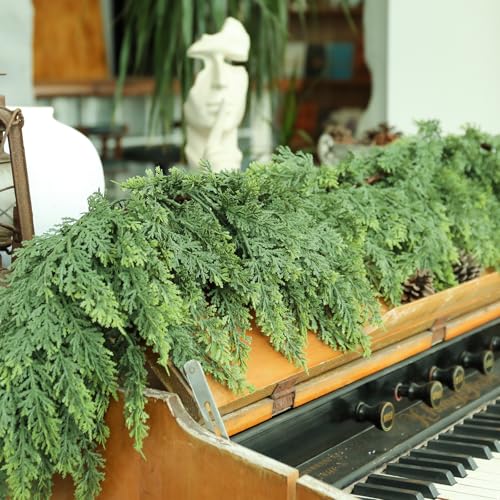 Artificial Cedar Garland - 6FT Holiday Christmas Wreath Decoration, 2PCS - Variation of Cedar Garland