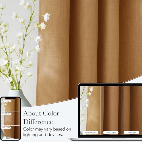 NICETOWN 63-Inch Faux Linen Blackout Curtains - Grommet Top, 2 Panels