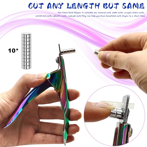 Acrylic Nail Cutter with Magnetic Size Adjuster Rainbow Stainless Steel