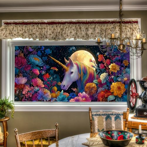 HOMETITUTE Magical Fantasy Floral Window Privacy Film 39.3x17.7 Inch
