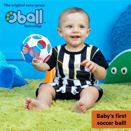 Bright Starts Oball Grippin' Goals Rattle Soccer Ball - Easy Grasp Toy for Babies