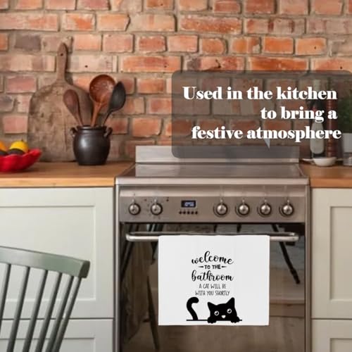 Black Cat Bathroom Hand Towels - Decorative Kitchen & Bath Towels, 16x24 Inch