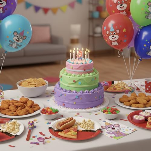 50 Pack Cartoon Animation 7-Inch Paper Plates for Kids' Parties