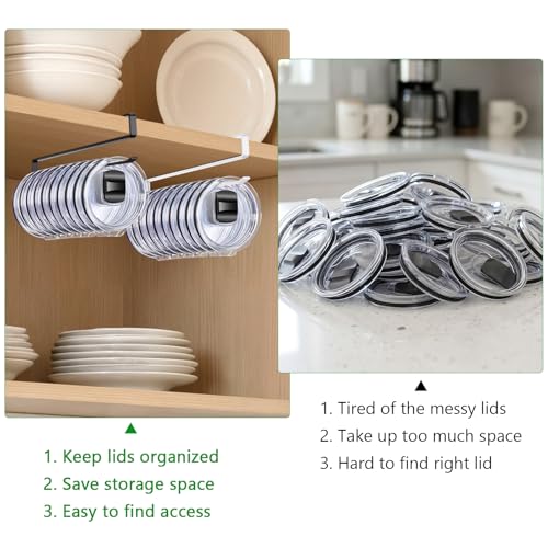 Tumbler Lid Organizer Rack - Holds 12 Lids, Carbon Steel Design