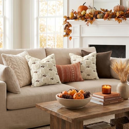 Artscope Fall Pumpkin Throw Pillow Covers 18x18, Set of 2 - Beige