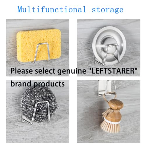 LEFTSTARER 4-Pack Stainless Steel Sink Sponge Holder - Rustproof, Quick Drying