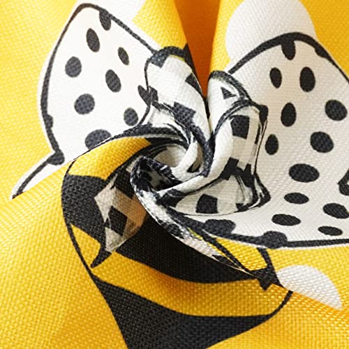 ONWAY 20x12 Inch Summer Throw Pillow Covers Set of 2 - Stripes & Polka Dots Honey Bee Yellow Decorative Lumbar Farmhouse Cushion Case for Sofa Couch Bed