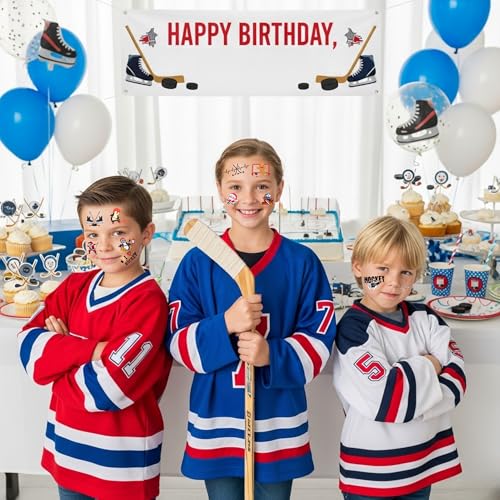 Ice Hockey Temporary Tattoos - 60 Pcs Party Favors and Supplies