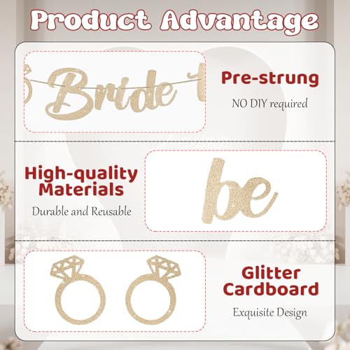 Bride To Be Banner - Pre-Strung Gold Glitter Wedding Decor